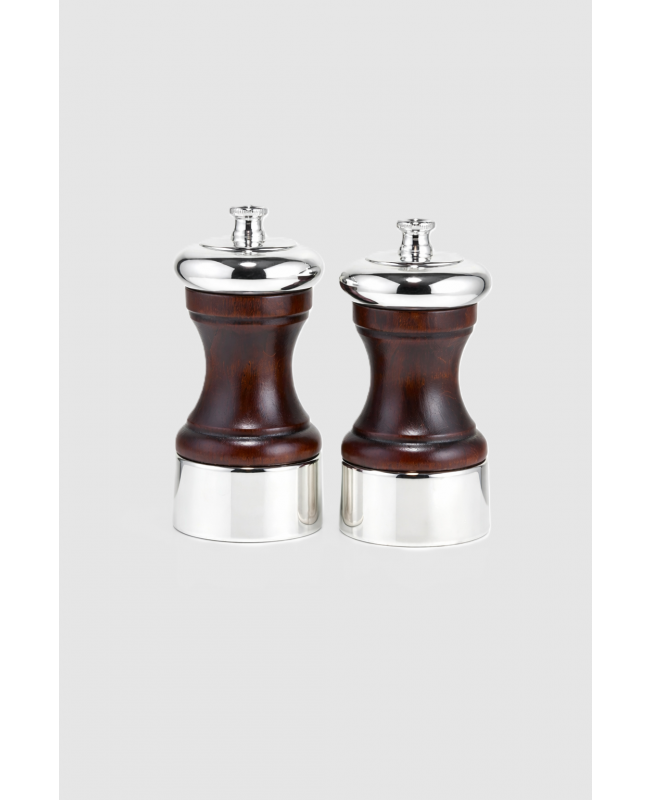 Peugeot - Palace Salt & Pepper Mill 10cm Set of 2 Silver Plated/Wood