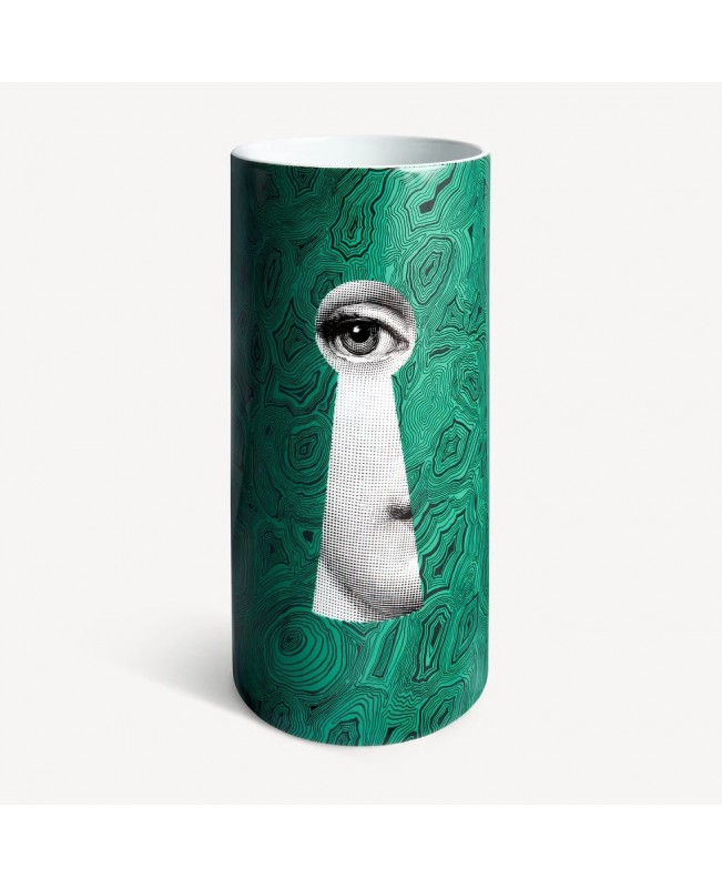 Fornasetti - Serratura su Malachite Medium Cylindrical Vase