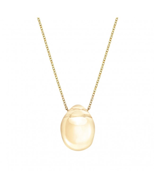 Lalique Jewelry - Cabochon Gold Lustre Pendant With Gold Chein