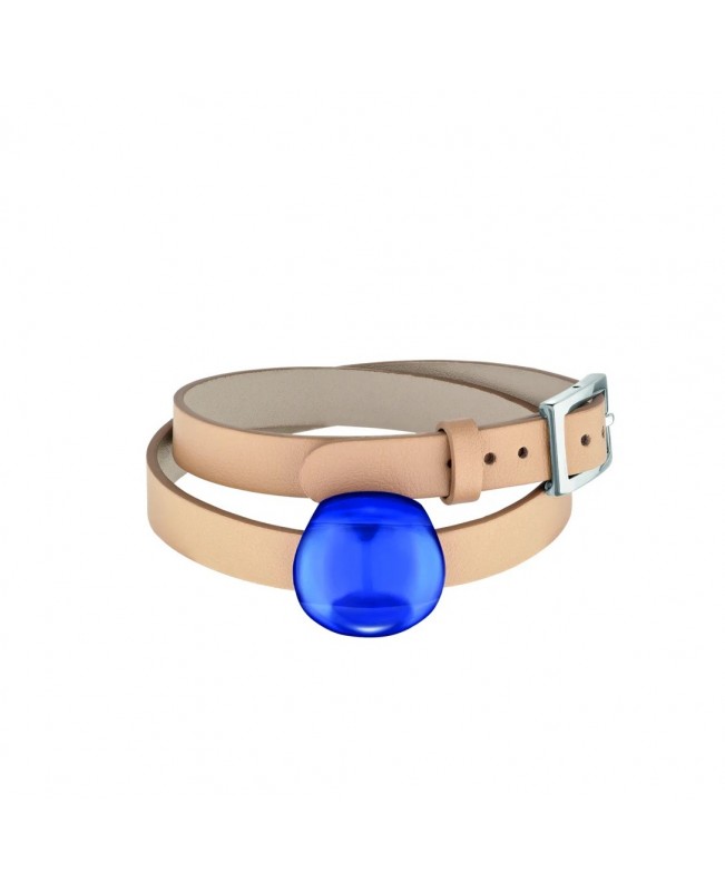 Lalique Jewelry - Cabochon Leather Bracelet Cap Ferrat Crystal 