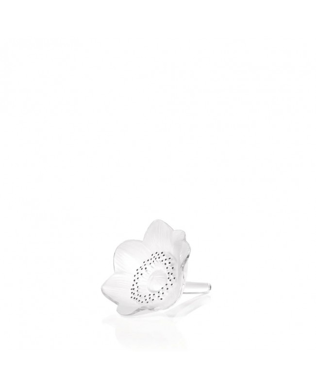 Lalique - Anemone sculpture Clear crystal, black enamelled