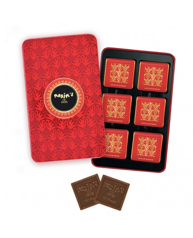 MAXIM'S DE PARIS - MILK CHOCOLATE SQUARES IN TIN - 