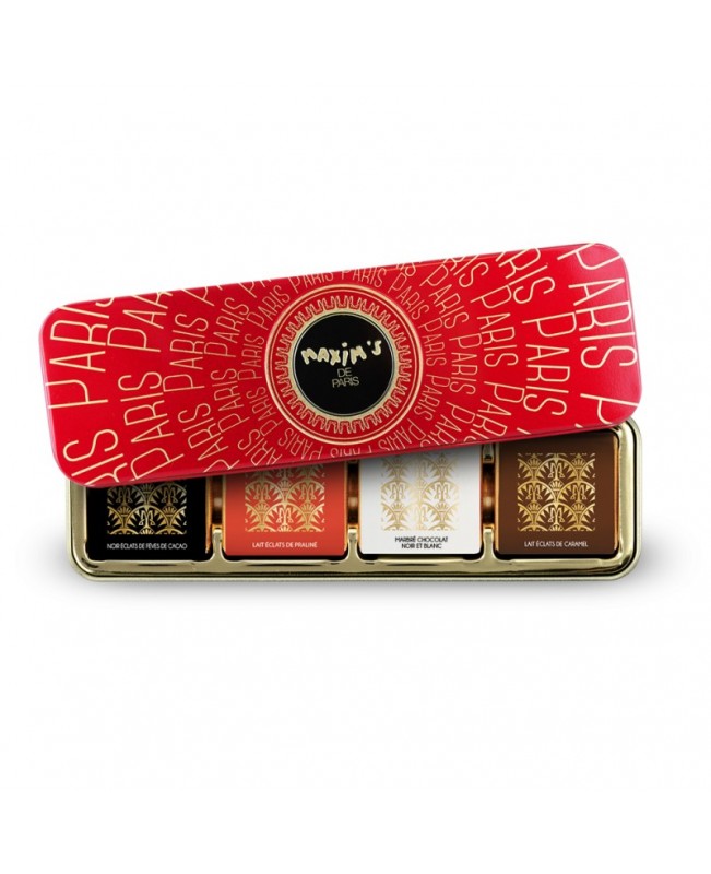 Maxim's de Paris Red & Gold Pencil Tin 8 Assorted Chocolate Squares 32g