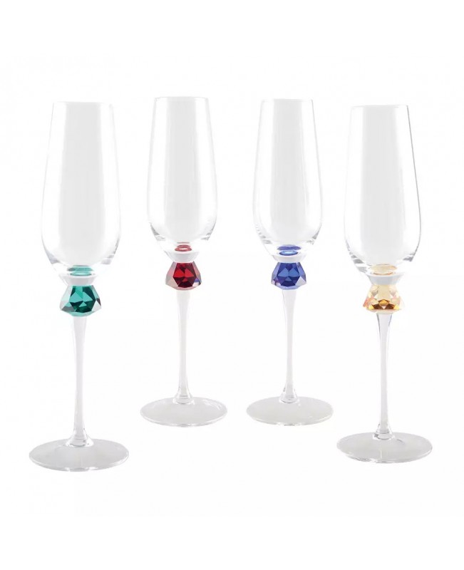 Aulica - Les Verres - Diamond Footed Flutes Set Of 4