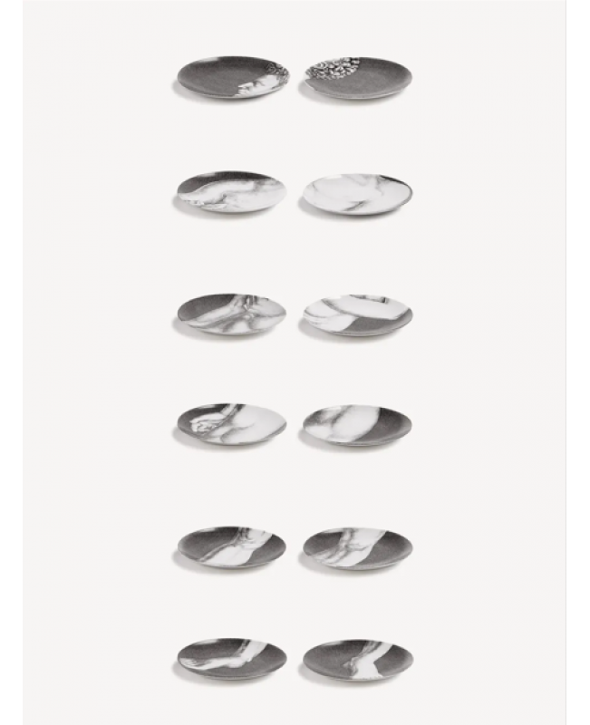 Fornasetti - Set of 12 Plates Adamo White/Black