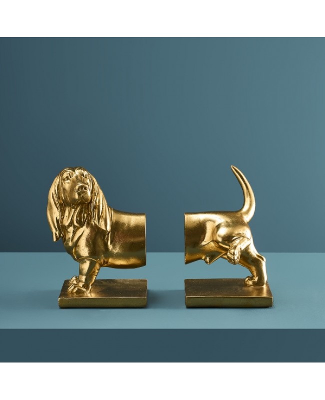 WNR - Bookends - Gold Dachshunds