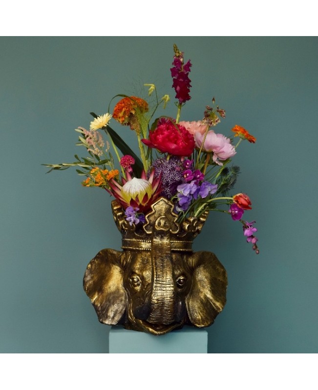 WNR - Ornaments - Gold Jumbo Planter Elephant Head