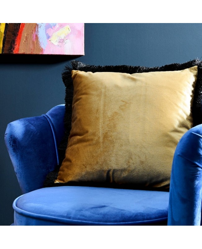 WNR - Cushion - Colorful Style with Gold and Black Fringe