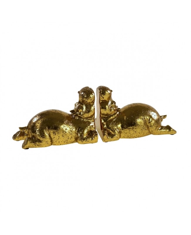 WNR - Bookends - Gold Hippos