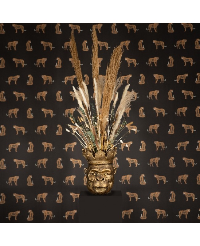 WNR - Ornaments - Gold Monkey Kong Head Planter 