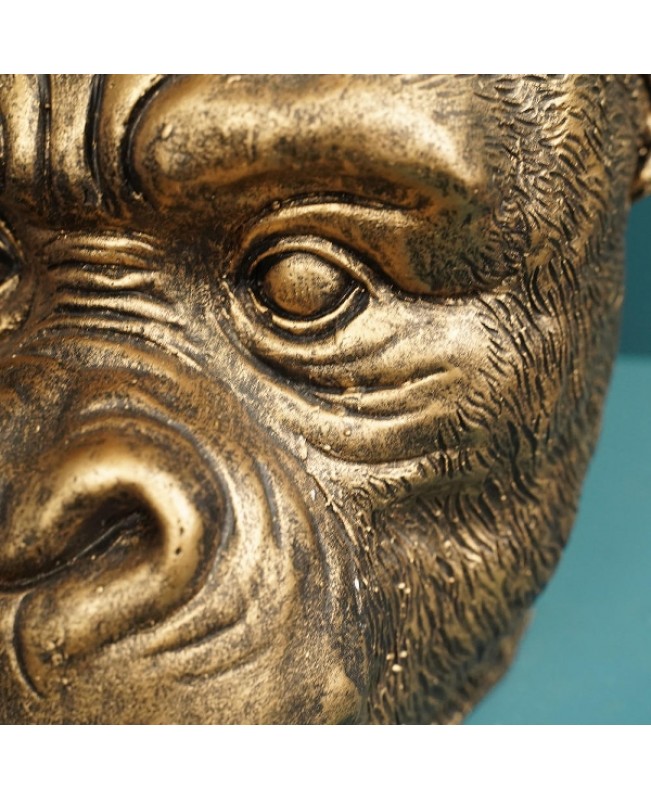 WNR - Ornaments - Gold Monkey Kong Head Planter 