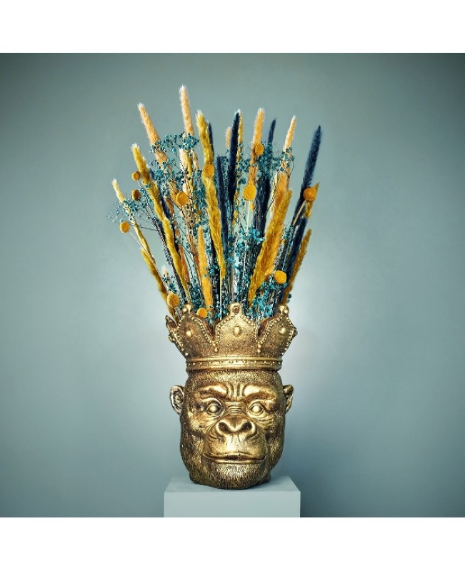 WNR - Ornaments - Gold Monkey Kong Head Planter 