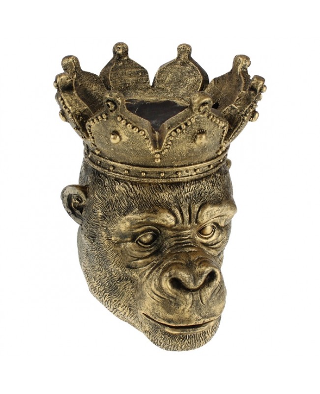 WNR - Ornaments - Gold Monkey Kong Head Planter 