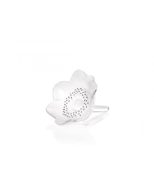 Lalique - Anemone sculpture Clear crystal, black enamelled