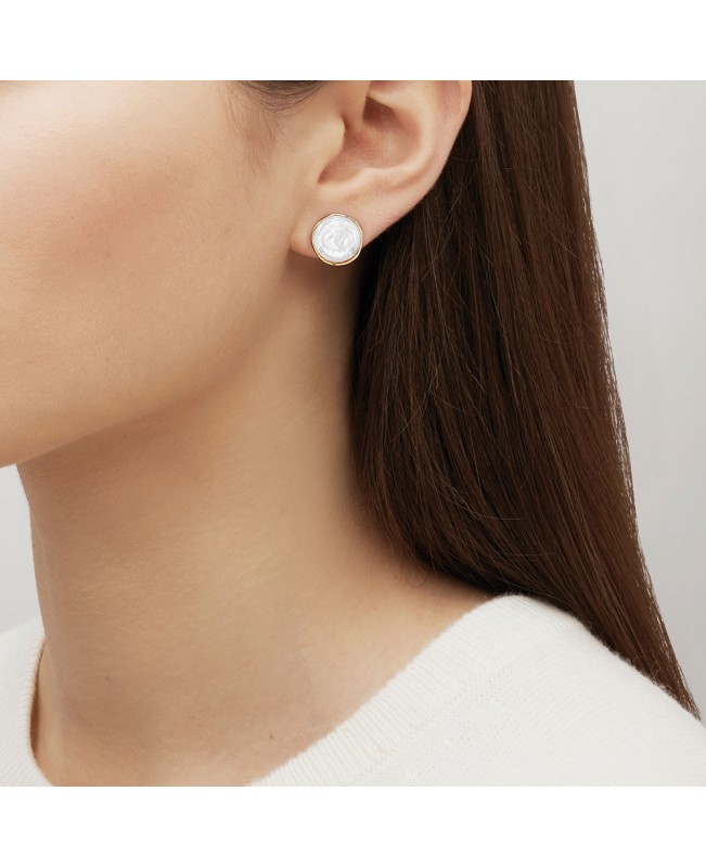 Lalique Jewelry - Pivoine Earrings White pearly on clear crystal, 18 carats yellow gold plated Lalique Jewelry - Pivoine Earrings White pearly on clear crystal, 18 carats yellow gold plated