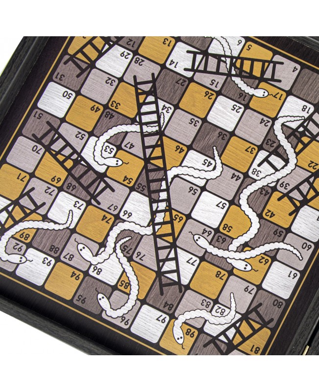 Manopoulos - Chess/ Backgammon/Ludo/snakes Walnut Wood