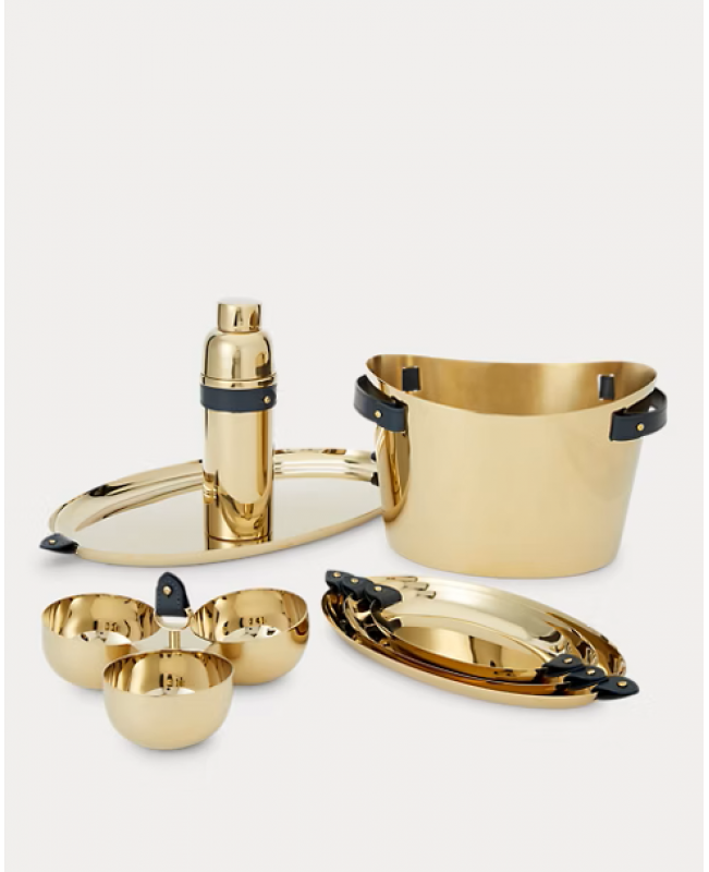 Ralph Lauren - Wyatt Gold & Navy Leather Double Champagne Cooler Ralph Lauren - Wyatt Gold & Navy Leather Double Champagne Cooler