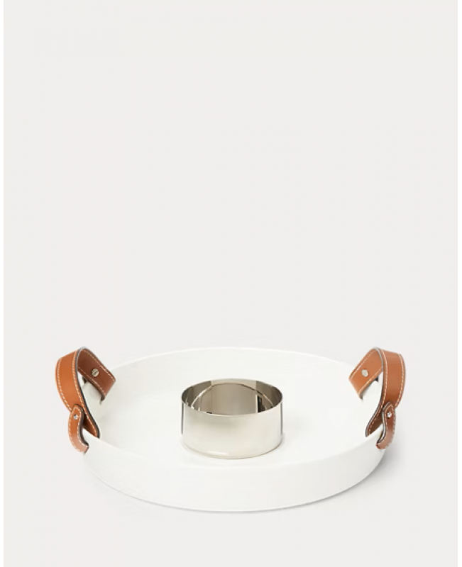 Ralph Lauren - Wyatt Porcelain & Saddle Leather Serving Tray With Steel Bowl