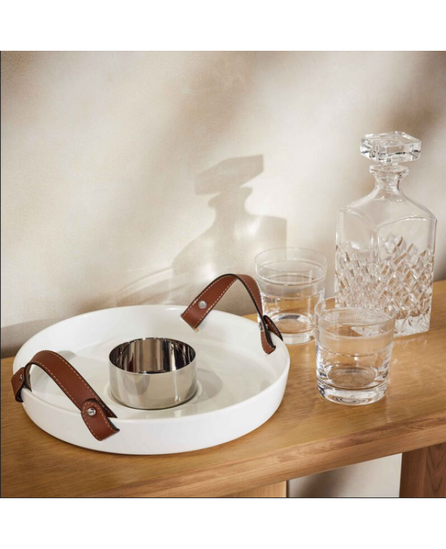 Ralph Lauren - Wyatt Porcelain & Saddle Leather Serving Tray With Steel Bowl