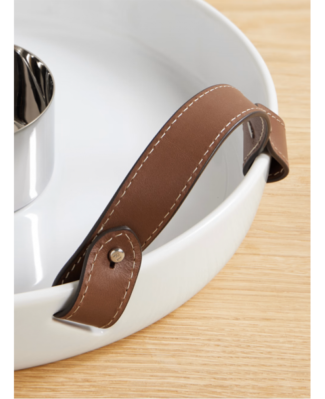 Ralph Lauren - Wyatt Porcelain & Saddle Leather Serving Tray With Steel Bowl