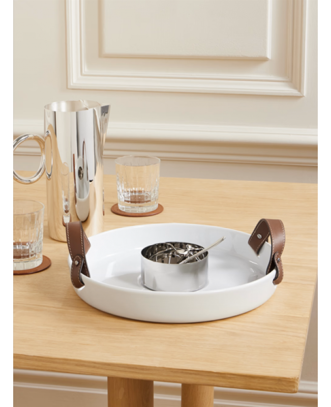 Ralph Lauren - Wyatt Porcelain & Saddle Leather Serving Tray With Steel Bowl