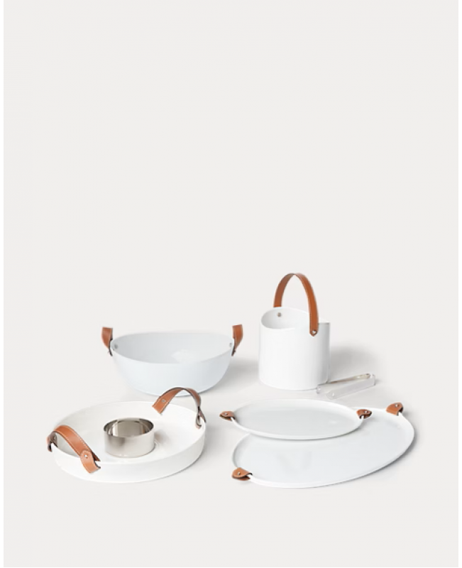 Ralph Lauren - Wyatt Porcelain & Saddle Leather Serving Tray With Steel Bowl