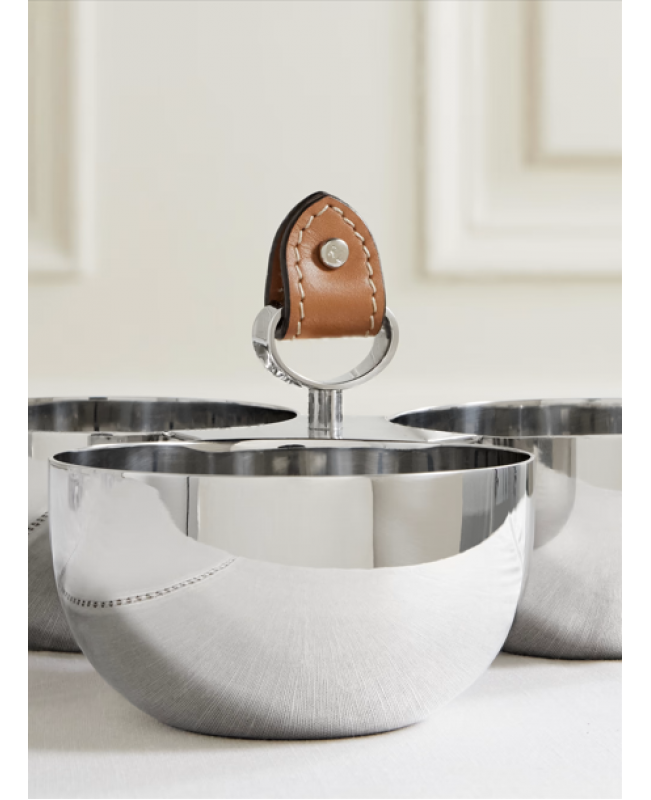 Ralph Lauren - Wyatt Steel & Saddle Leather Triple Nut Bowl