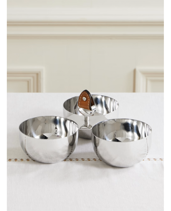 Ralph Lauren - Wyatt Steel & Saddle Leather Triple Nut Bowl