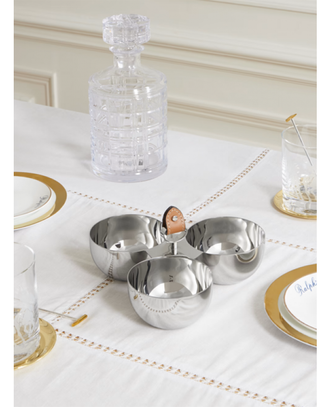 Ralph Lauren - Wyatt Steel & Saddle Leather Triple Nut Bowl