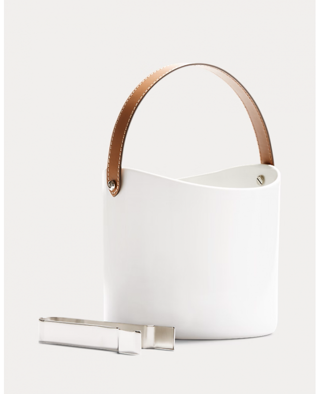 Ralph Lauren - Wyatt Porcelain & Saddle Leather Ice Bucket With Tongs
