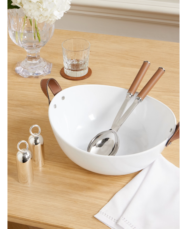 Ralph Lauren - Wyatt Steel & Saddle Leather Salad Servers
