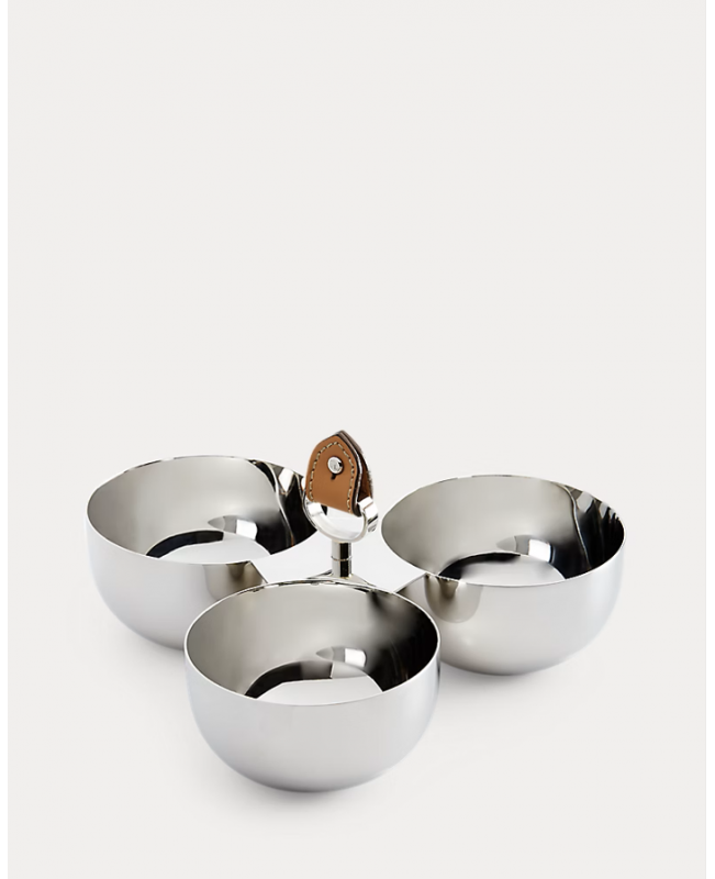 Ralph Lauren - Wyatt Steel & Saddle Leather Triple Nut Bowl