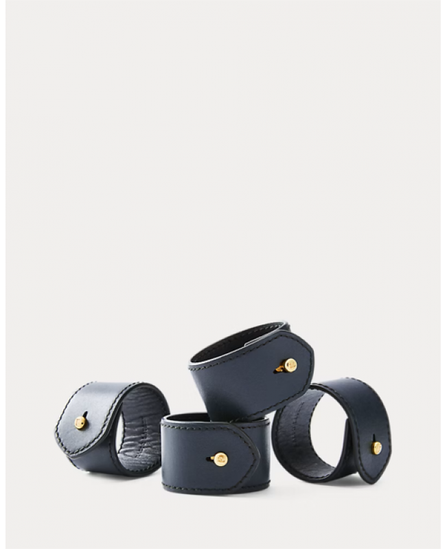 Ralph Lauren - Wyatt Navy Leather Napkin Rings (Set of 4)