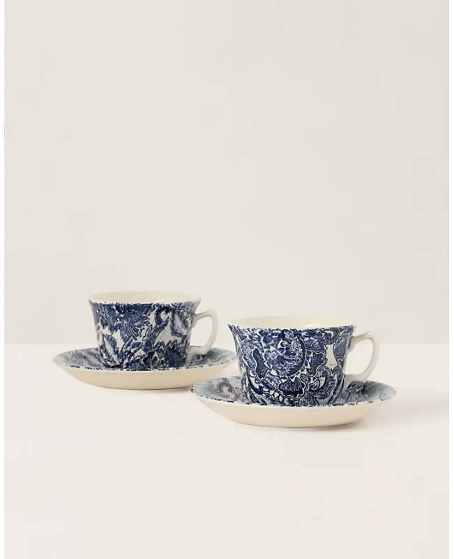 Ralph Lauren - Faded Peony  Teacup & Saucer S/2