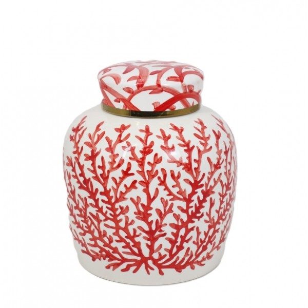 Fancy - Coral - Ginger Jar H30.5