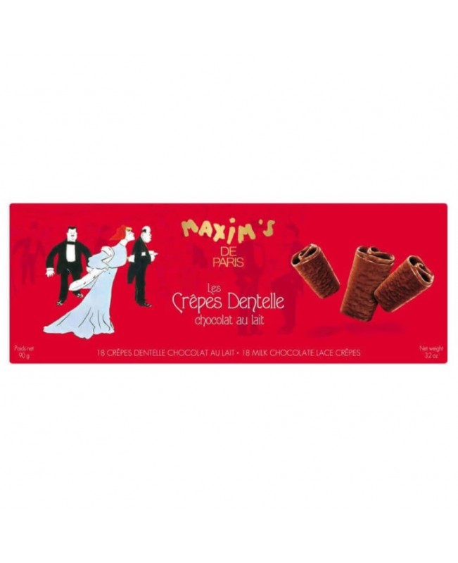 Maxim's de Paris Cardbox 18 Lace Crêpes Milk Chocolate 90g