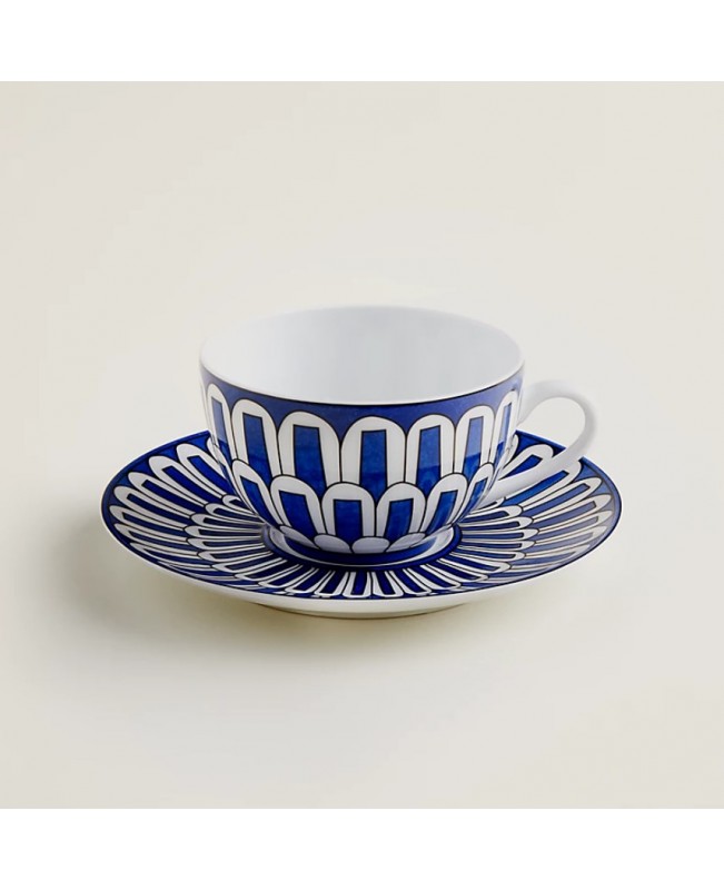 Hermes - Bleu D'Ailleurs Tea Cup & Saucer S/2