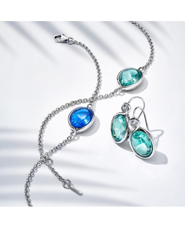 Baccarat Jewelry - Croise Earrings Wire Silver Turqiouse Crystal