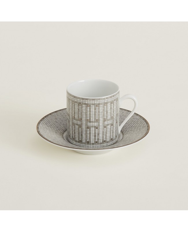 Hermes - Mosaique Au24 Platine Coffee Cup & Saucer S/2