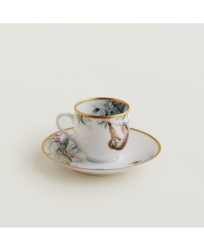 Hermes - Carnets d'Equateur Coffee Cup & Saucer S/2