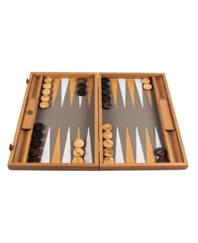 Manopoulos - Backgammon - Grey Beige Ostrich Tote - Leatherette Collection 