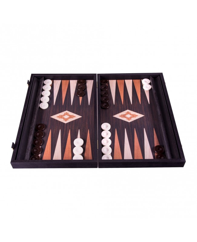 Backgammon - Wenge with Walnut /Oak Points - Basic Collection - Manopoulos