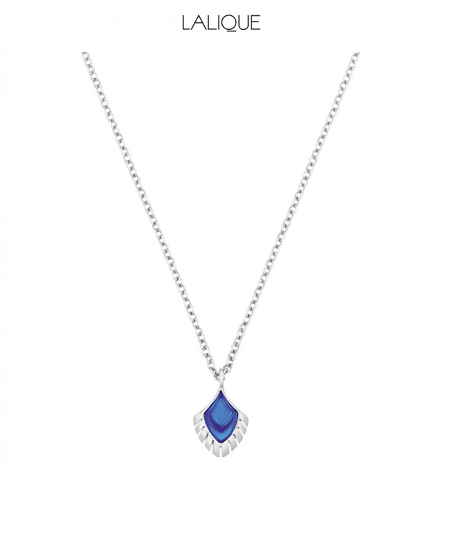 Paon Blue Pendant (Small) & Silver Chain (Lalique)