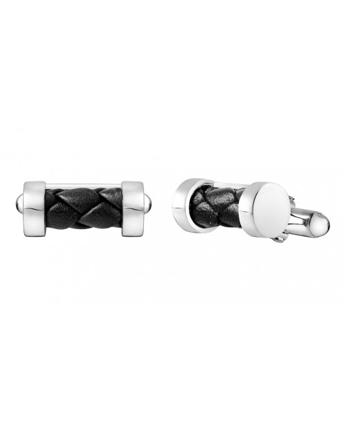 Duo Complice Black Leather Cufflinks (Ch...