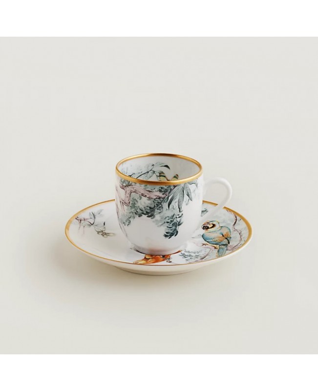 Hermes - Carnets d'Equateur Coffee Cup & Saucer S/2